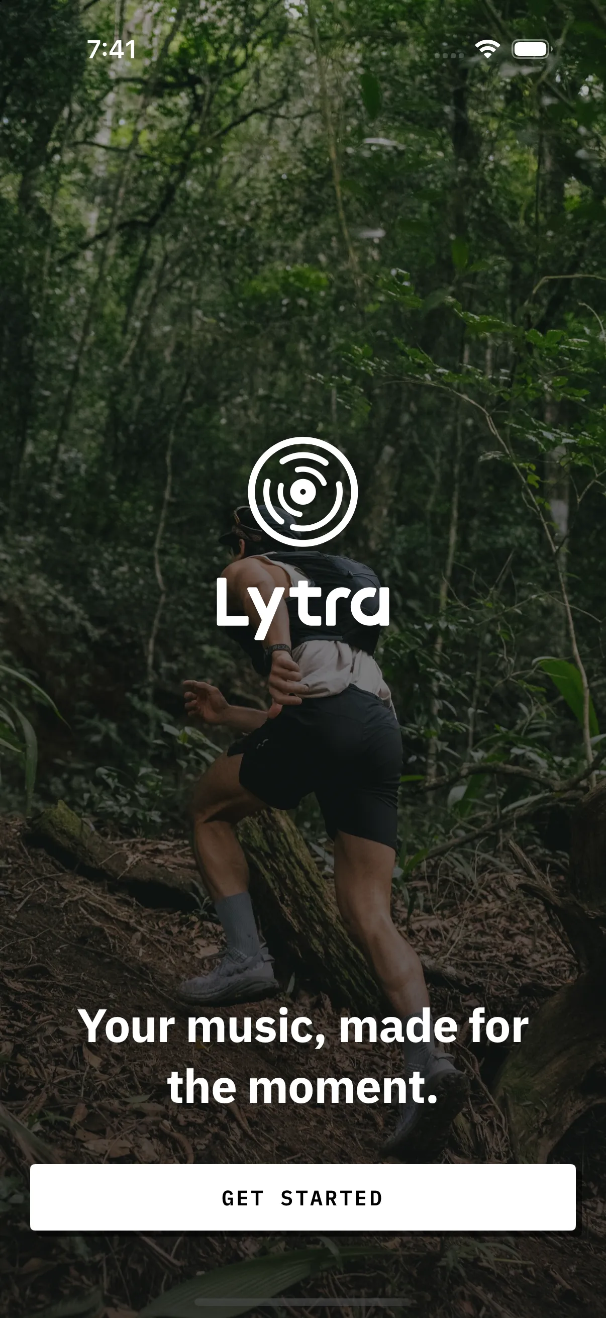 Lytra’s welcome screen: “Your music, made for the moment.”